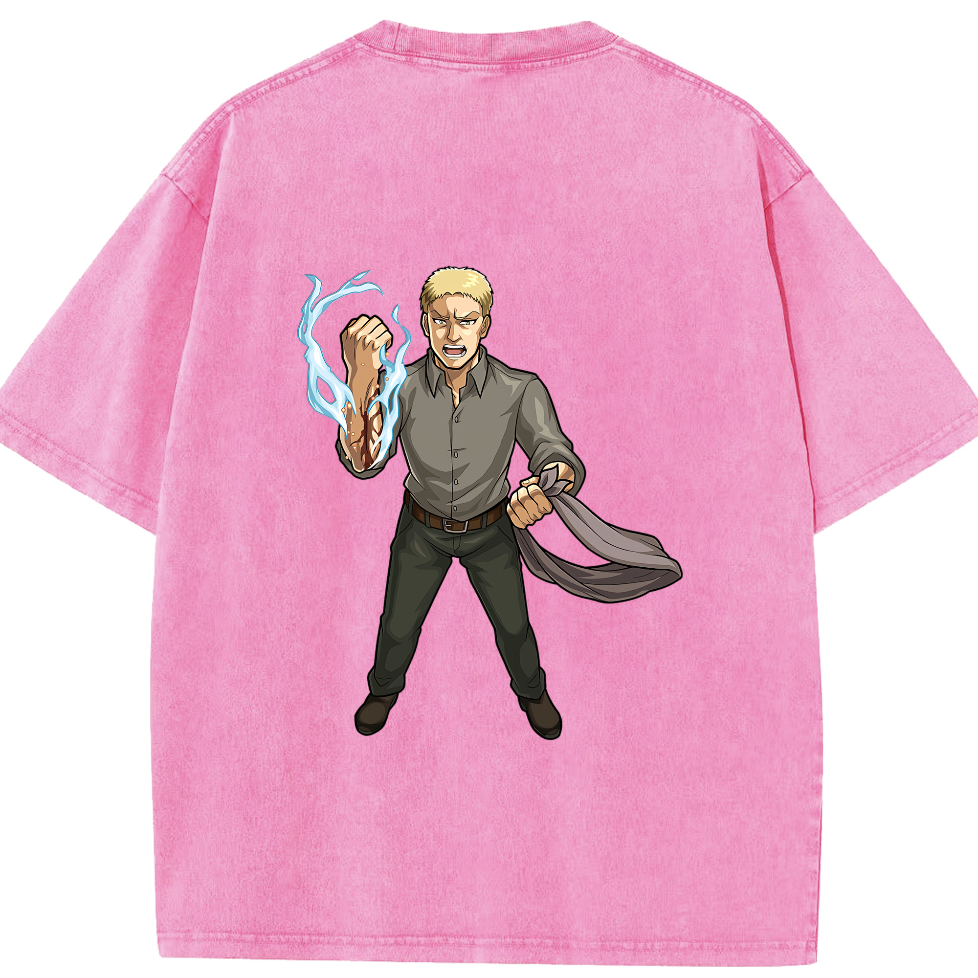 （画像用） 進撃の巨人 ライナー・ブラウン Attack on Titan Reiner Braun 綿100% ヴィンテージ風 半袖Tシャツ（背面プリント）